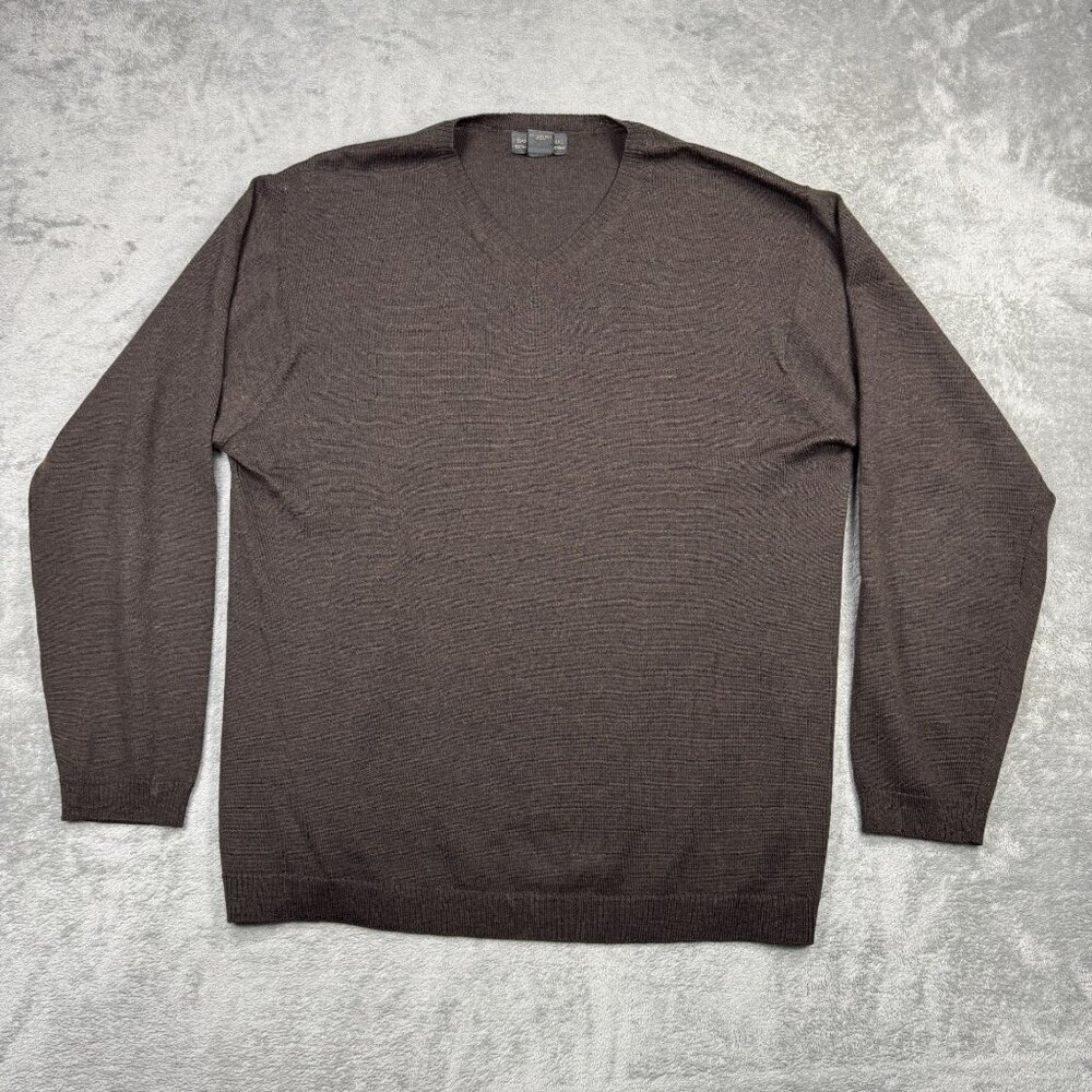 Banana Republic Merino Wool V-Neck Knit Sweater Brown Minimalist Preppy XL